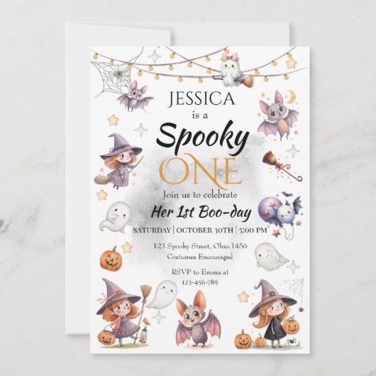 Spooky Halloween Birthday Invitation Kaart (Voorkant)