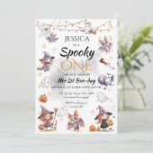 Spooky Halloween Birthday Invitation Kaart (Staand voorkant)