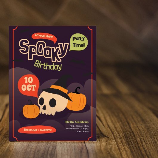 Spooky Halloween Birthday Invitation Kaart