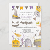 Spooky Halloween Birthday Invitation Kaart (Voorkant / Achterkant)