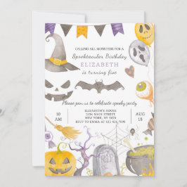 Spooky Halloween Birthday Invitation Kaart