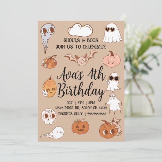 Spooky Halloween Birthday Kaart (Staand voorkant)