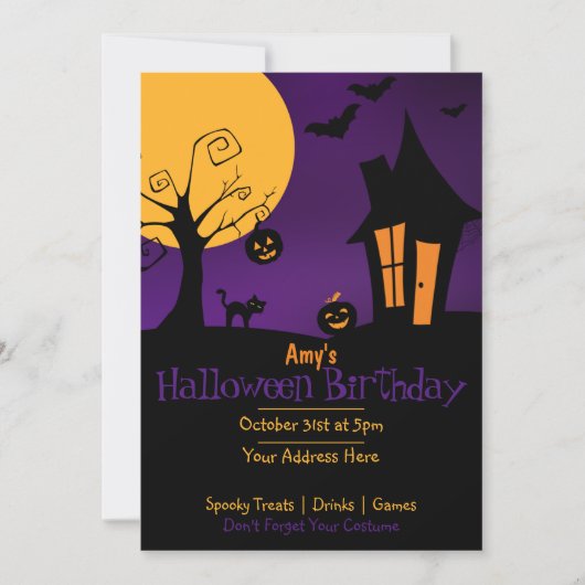 Spooky Halloween Birthday Kaart (Voorkant)