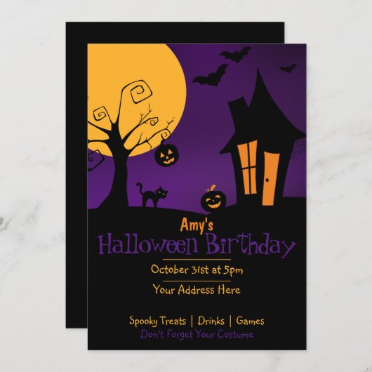 Spooky Halloween Birthday Kaart (Voorkant / Achterkant)