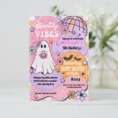 Spooky Halloween Birthday Party Invitation Kaart (Staand voorkant)