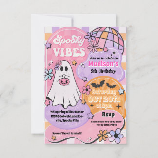 Spooky Halloween Birthday Party Invitation Kaart