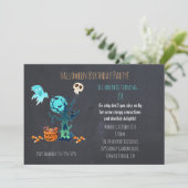 Spooky Halloween Birthday Party Invitation Kaart (Staand voorkant)
