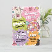 Spooky Halloween Birthday Party Invitation Kaart (Staand voorkant)