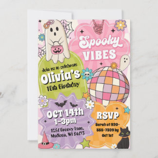 Spooky Halloween Birthday Party Invitation Kaart
