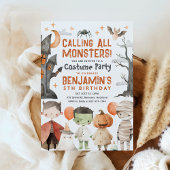 Spooky Halloween Birthday Party Invitation Kaart