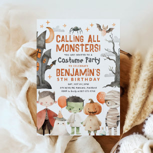 Spooky Halloween Birthday Party Invitation Kaart