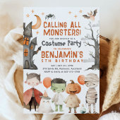 Spooky Halloween Birthday Party Invitation Kaart