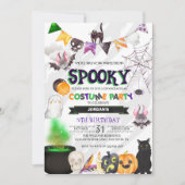 Spooky Halloween Birthday Party Invitation Kaart (Voorkant)