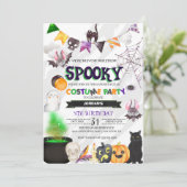 Spooky Halloween Birthday Party Invitation Kaart (Staand voorkant)