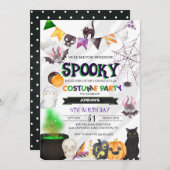 Spooky Halloween Birthday Party Invitation Kaart (Voorkant / Achterkant)