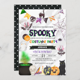 Spooky Halloween Birthday Party Invitation Kaart