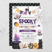 Spooky Halloween Birthday Party Invitation Kaart (Voorkant / Achterkant)