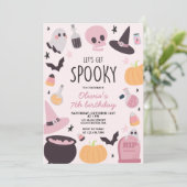 Spooky Halloween Birthday Pink Kaart (Staand voorkant)