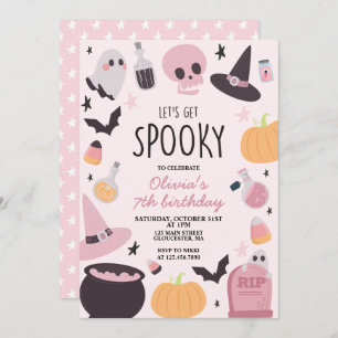 Spooky Halloween Birthday Pink Kaart