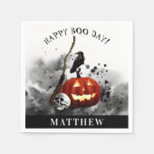 Spooky Halloween Birthday Pumpkin Crow Skull Servet (Voorkant)