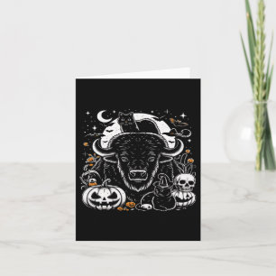 Spooky Halloween Bison Pumpkin Buffalo Cat Funny G Kaart