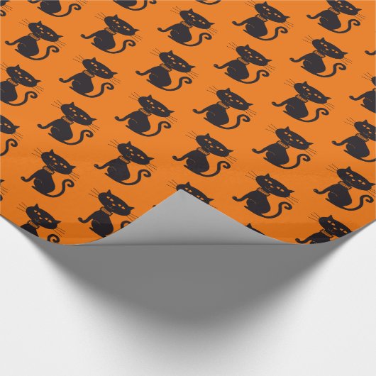 Spooky Halloween Black Cat Cadeaupapier (Hoek)