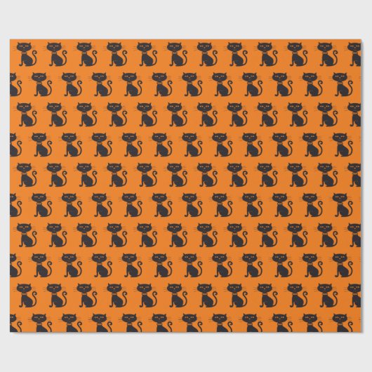 Spooky Halloween Black Cat Cadeaupapier (Vlak)