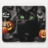 Spooky Halloween Black Cat Muismat (Voorkant)
