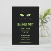 Spooky Halloween Black Cat Party Kaart (Staand voorkant)