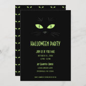 Spooky Halloween Black Cat Party Kaart (Voorkant / Achterkant)