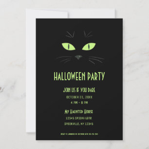 Spooky Halloween Black Cat Party Kaart