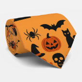 Spooky Halloween Black & Orange Neck Tie | Festive Stropdas (Opgerold)