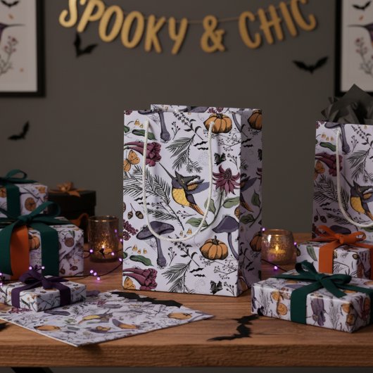Spooky Halloween Bloemen Kolibrie Tuin Klein Cadeauzakje