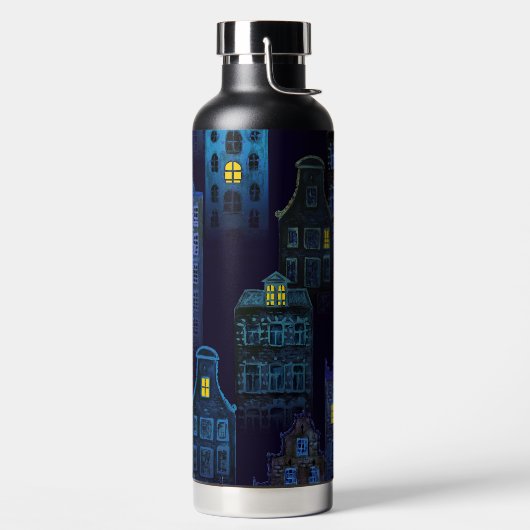 SPOOKY HALLOWEEN BLUE NIGHTTIME CITY SCENE WATERFLES (Links)