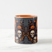 Spooky Halloween Boo Bat Pompoen Skull Witch Spide Tweekleurige Koffiemok (Center)
