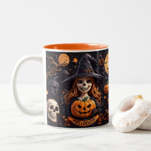 Spooky Halloween Boo Bat Pompoen Skull Witch Spide Tweekleurige Koffiemok