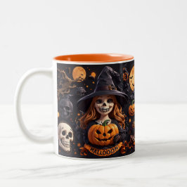 Spooky Halloween Boo Bat Pompoen Skull Witch Spide Tweekleurige Koffiemok