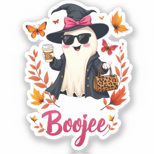 Spooky Halloween Boojee Sassy Classy Ghost Sticker (Voorkant)