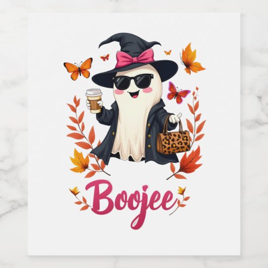 Spooky Halloween Boojee Sassy Classy Ghost Wijn Etiket (Enkel label)