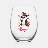 Spooky Halloween Boojee Sassy Classy Ghost Wijnglas Zonder Voet (Achterkant)