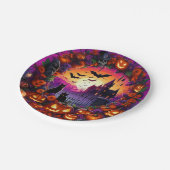 Spooky Halloween Borden Pompoenen en spookhuis Papieren Bordje (Gekanteld)