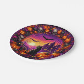 Spooky Halloween Borden Pompoenen en spookhuis Papieren Bordje (Gekanteld)