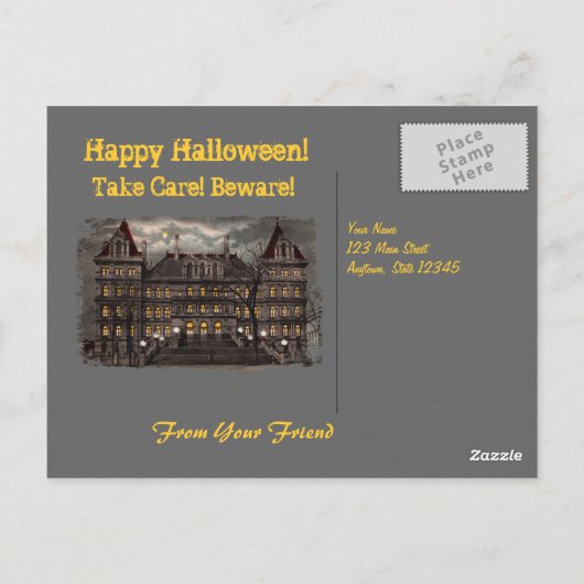 Spooky Halloween Briefkaart (Achterkant)