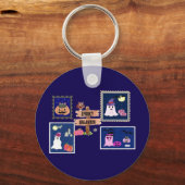 Spooky Halloween Briefmarken Cliipart Sleutelhanger (Voorkant)