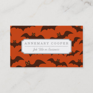 Spooky Halloween Brown Bats Pattern Visitekaartje