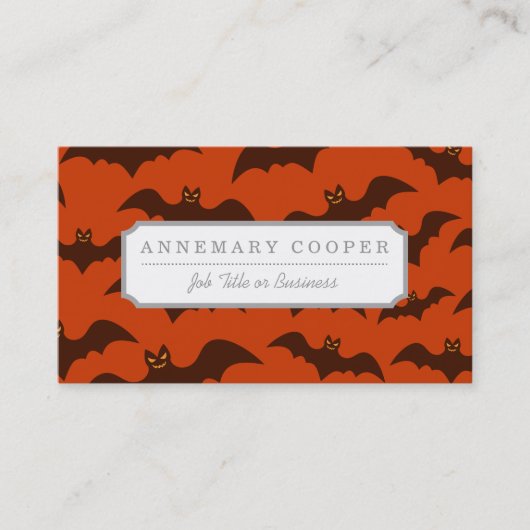 Spooky Halloween Brown Bats Pattern Visitekaartje (Voorkant)