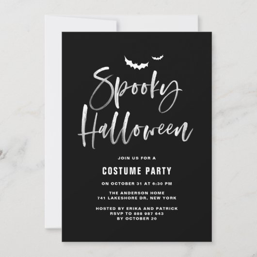 Spooky Halloween Brush Lettering | Costuum Party Kaart (Voorkant)