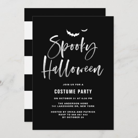 Spooky Halloween Brush Lettering | Costuum Party Kaart (Voorkant / Achterkant)