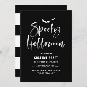 Spooky Halloween Brush Lettering   Costuum Party Kaart