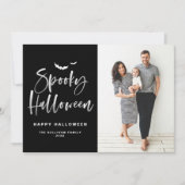 Spooky Halloween Brush Lettering | Foto Halloween Feestdagenkaart (Voorkant)